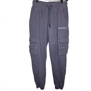 YoungLA Men's Cargo Jogger Grey Sweatpants Size Medium
